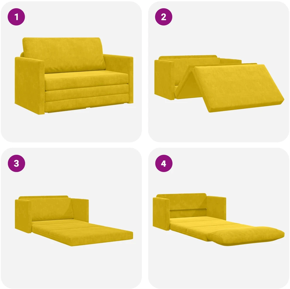 Sofa lova Saulėgrąžų geltona 124 x 71 x 78 cm Aksomas