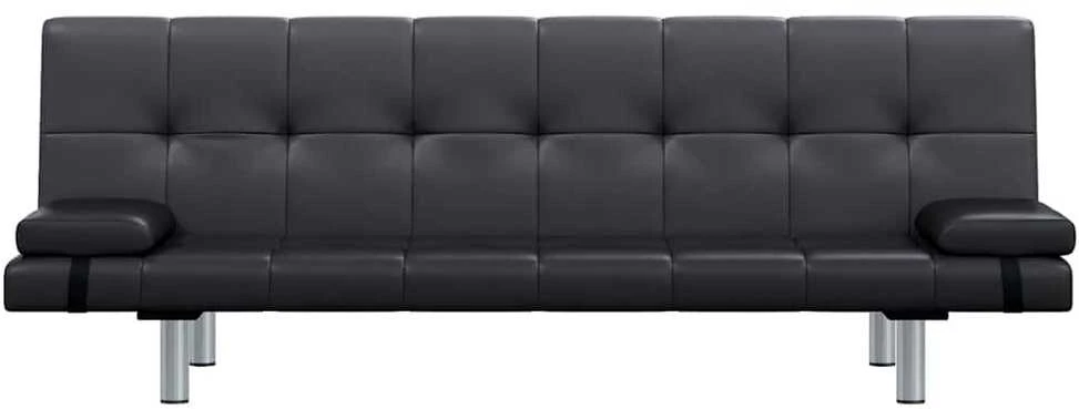 Sofa lova su dviem pagalv., dirbtinė oda, reguliuoj., juoda