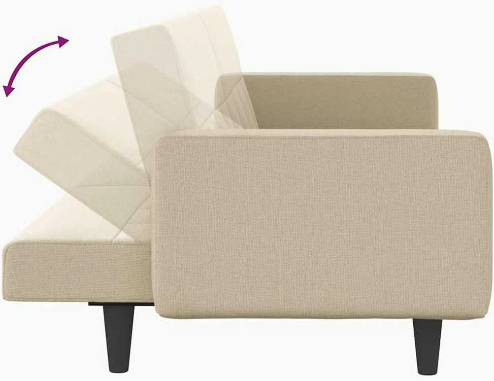 Sofa-lova su pagalvėlėmis, kreminės spalvos, audinys