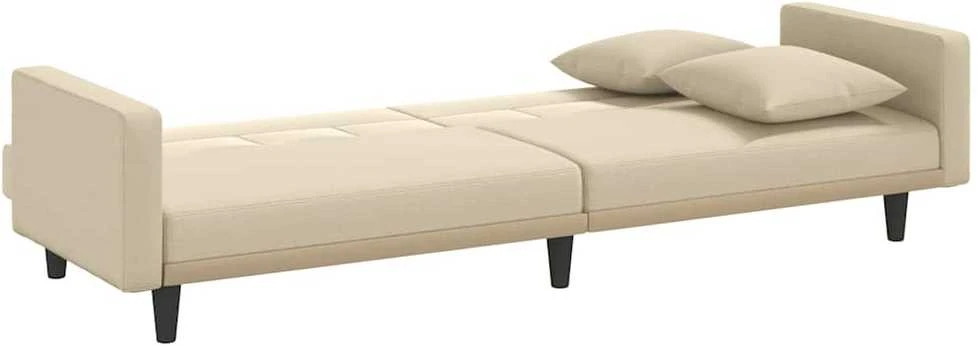 Sofa-lova su pagalvėlėmis, kreminės spalvos, audinys