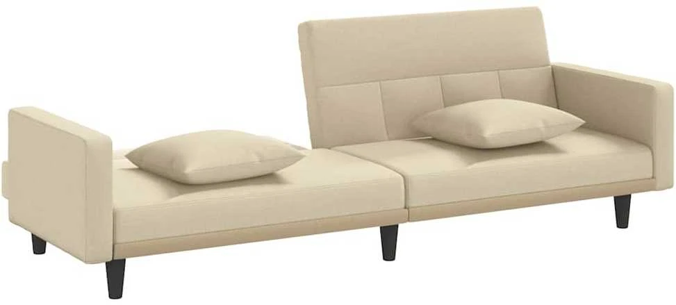 Sofa-lova su pagalvėlėmis, kreminės spalvos, audinys