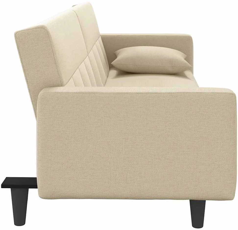 Sofa-lova su pagalvėlėmis, kreminės spalvos, audinys