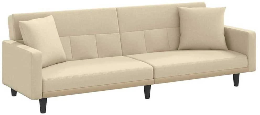 Sofa-lova su pagalvėlėmis, kreminės spalvos, audinys