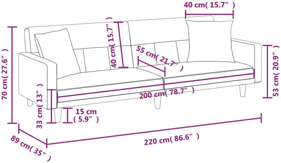 Sofa-lova su pagalvėlėmis, kreminės spalvos, audinys