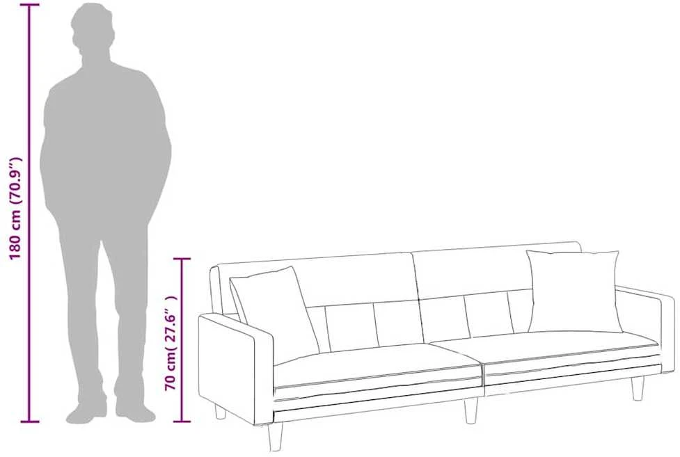 Sofa-lova su pagalvėlėmis, šviesiai geltonos spalvos, audinys