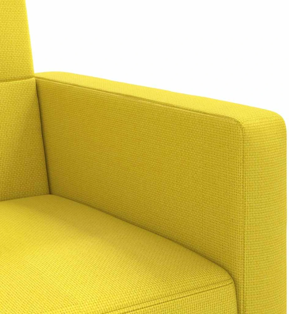 Sofa-lova su pagalvėlėmis, šviesiai geltonos spalvos, audinys