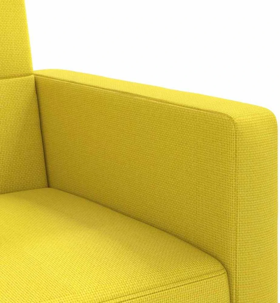 Sofa-lova su pagalvėlėmis, šviesiai geltonos spalvos, audinys