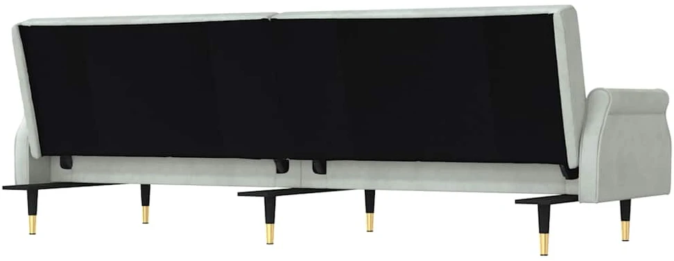 Sofa-lova su pagalvėlėmis, šviesiai pilkos spalvos, aksomas
