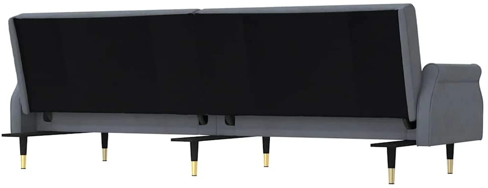Sofa-lova su pagalvėlėmis, tamsiai pilkos spalvos, aksomas