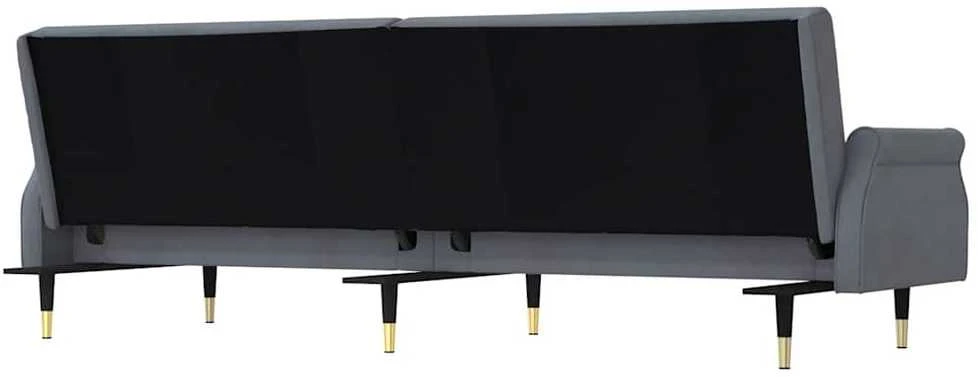 Sofa-lova su pagalvėlėmis, tamsiai pilkos spalvos, aksomas