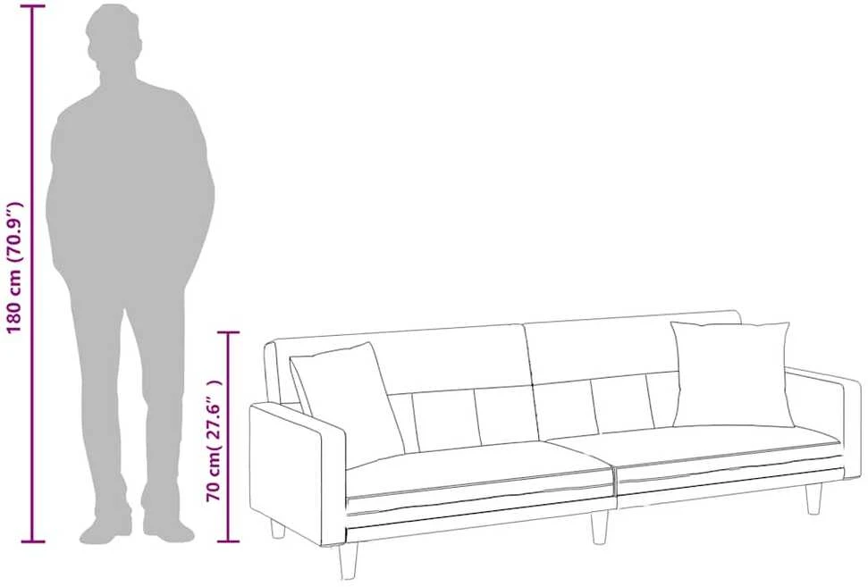 Sofa-lova su pagalvėlėmis, taupe spalvos, audinys