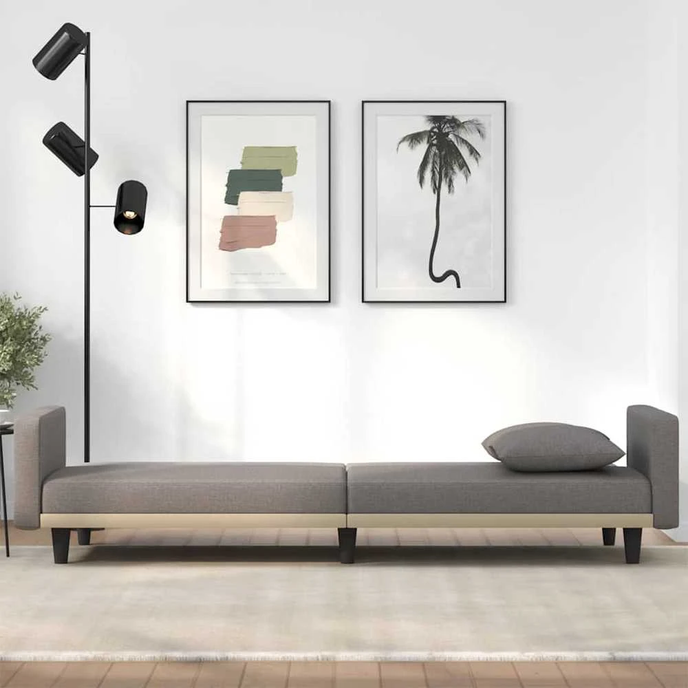 Sofa-lova su pagalvėlėmis, taupe spalvos, audinys
