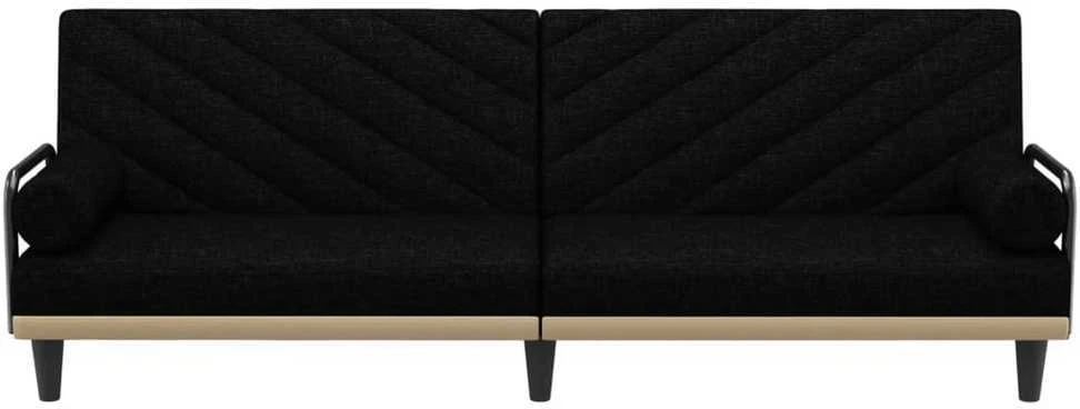 Sofa-lova su porankiais, juodos spalvos, audinys
