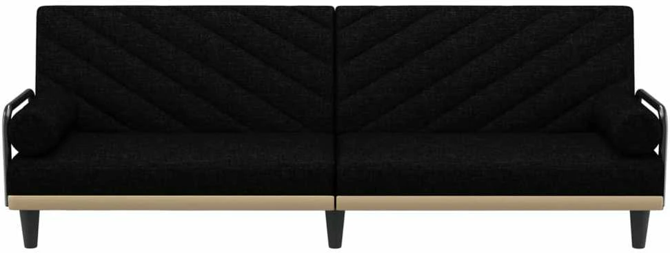 Sofa-lova su porankiais, juodos spalvos, audinys