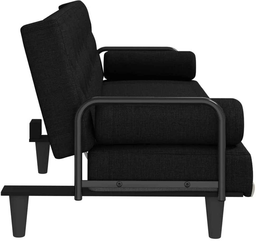 Sofa-lova su porankiais, juodos spalvos, audinys