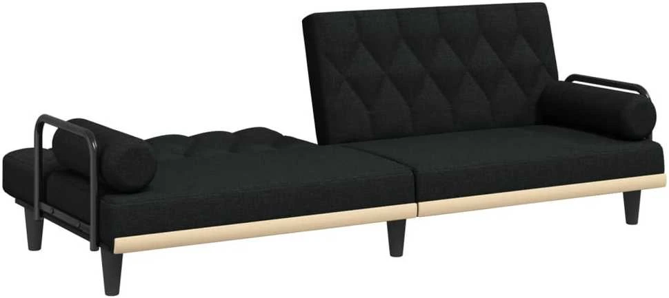 Sofa-lova su porankiais, juodos spalvos, audinys