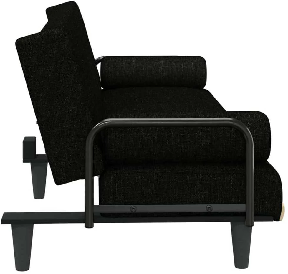 Sofa-lova su porankiais, juodos spalvos, audinys