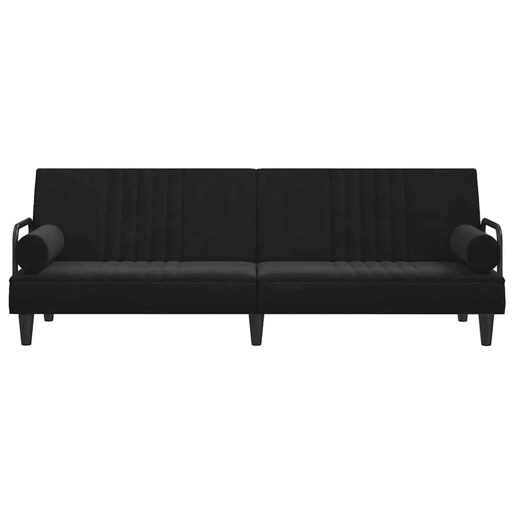 Sofa-lova su porankiais, juodos spalvos, aksomas