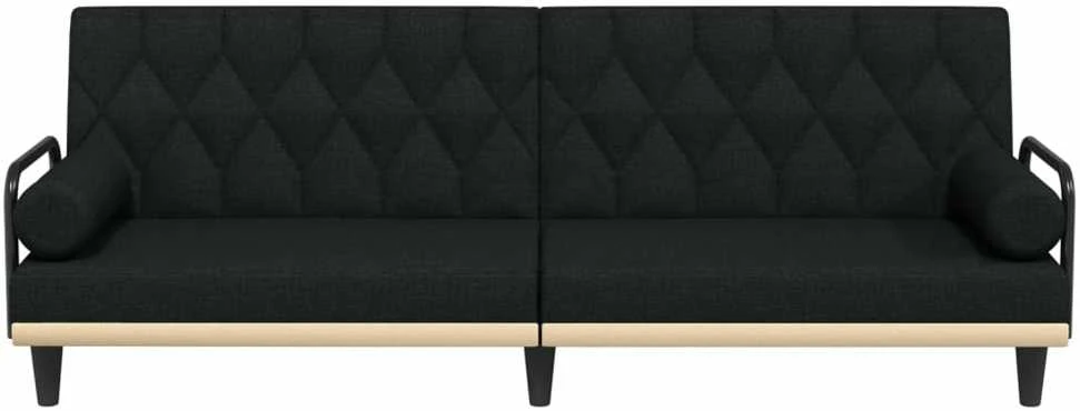 Sofa-lova su porankiais, juodos spalvos, audinys