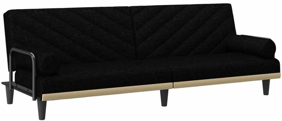 Sofa-lova su porankiais, juodos spalvos, audinys