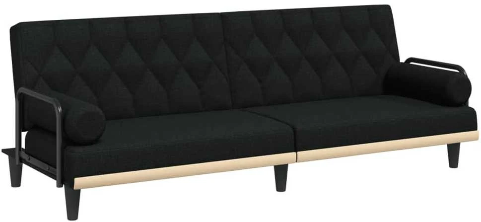 Sofa-lova su porankiais, juodos spalvos, audinys