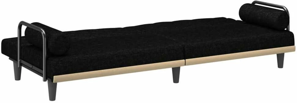 Sofa-lova su porankiais, juodos spalvos, audinys