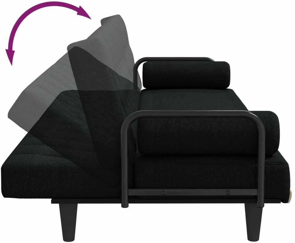 Sofa-lova su porankiais, juodos spalvos, audinys