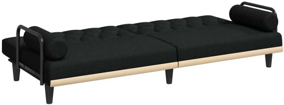 Sofa-lova su porankiais, juodos spalvos, audinys