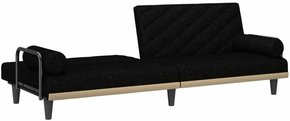 Sofa-lova su porankiais, juodos spalvos, audinys