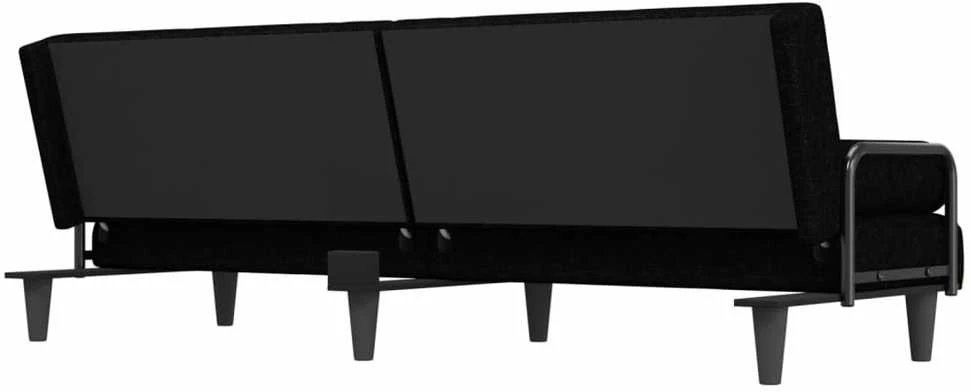 Sofa-lova su porankiais, juodos spalvos, audinys