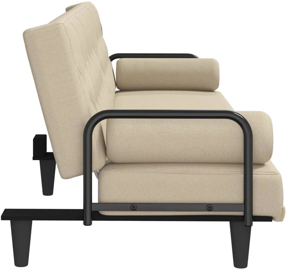 Sofa-lova su porankiais, kreminės spalvos, audinys