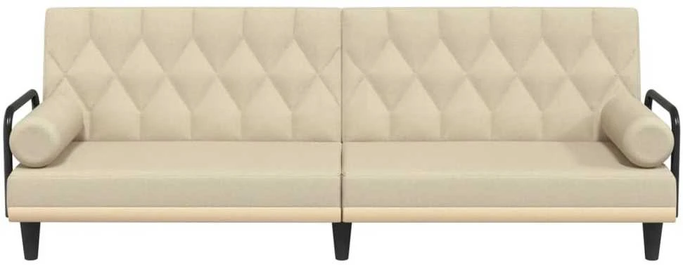 Sofa-lova su porankiais, kreminės spalvos, audinys