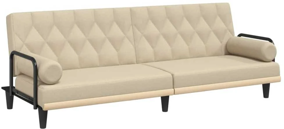 Sofa-lova su porankiais, kreminės spalvos, audinys