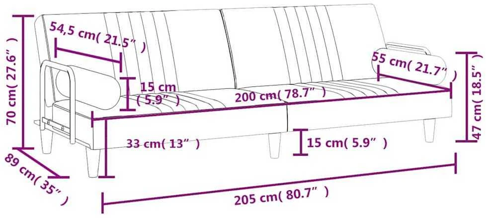 Sofa-lova su porankiais, mėlynos spalvos, aksomas