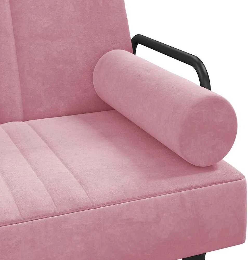 Sofa-lova su porankiais, rožinės spalvos, aksomas