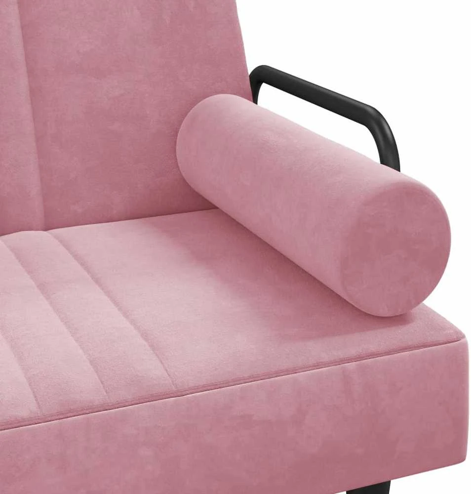 Sofa-lova su porankiais, rožinės spalvos, aksomas