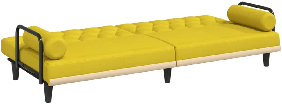 Sofa-lova su porankiais, šviesiai geltonos spalvos, audinys