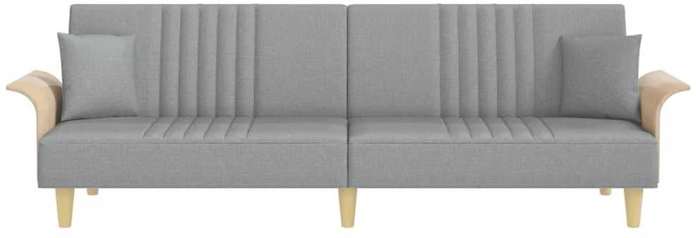 Sofa-lova su porankiais, šviesiai pilkos spalvos, audinys