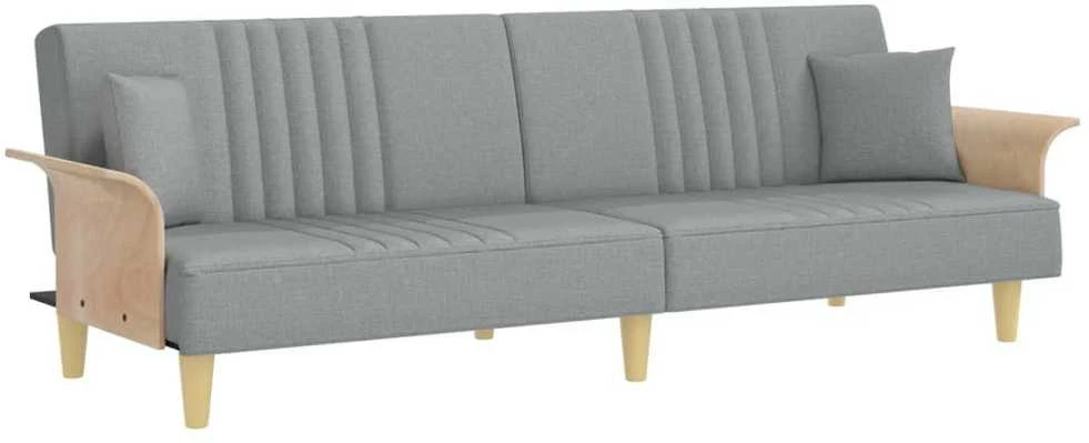 Sofa-lova su porankiais, šviesiai pilkos spalvos, audinys