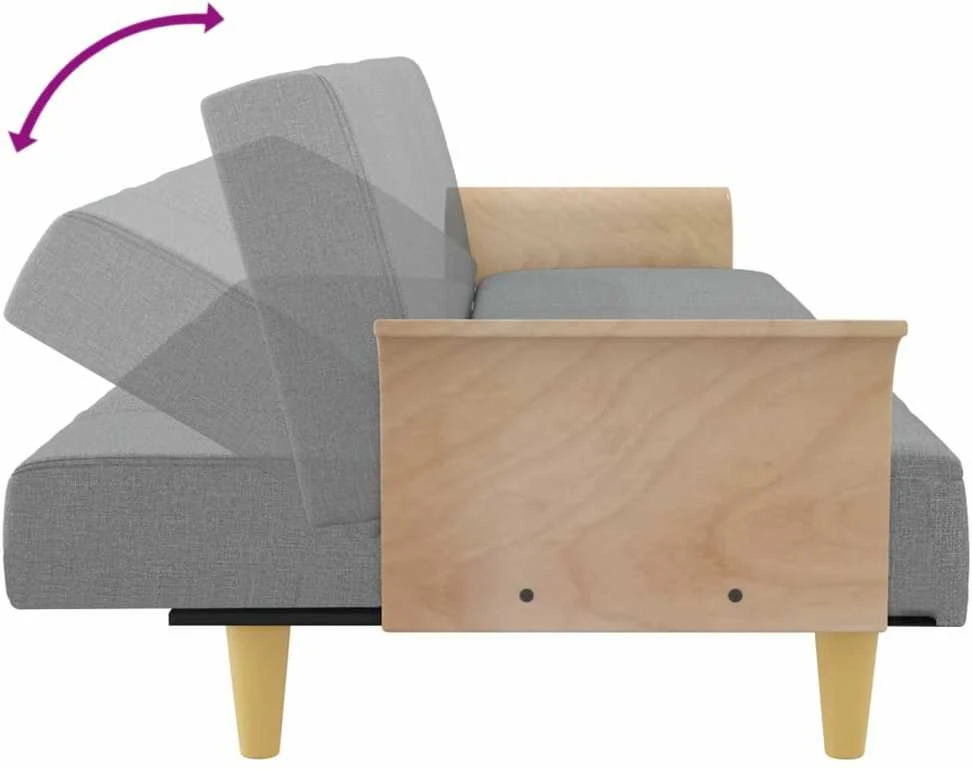 Sofa-lova su porankiais, šviesiai pilkos spalvos, audinys