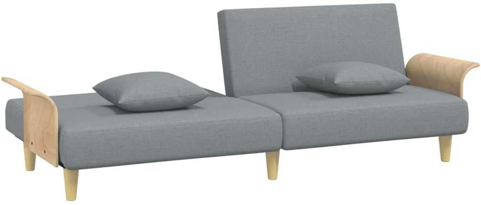 Sofa-lova su porankiais, šviesiai pilkos spalvos, audinys