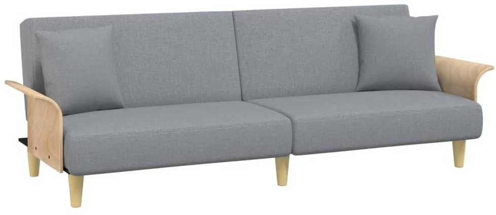Sofa-lova su porankiais, šviesiai pilkos spalvos, audinys