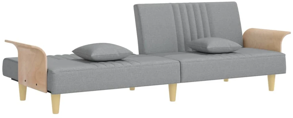 Sofa-lova su porankiais, šviesiai pilkos spalvos, audinys