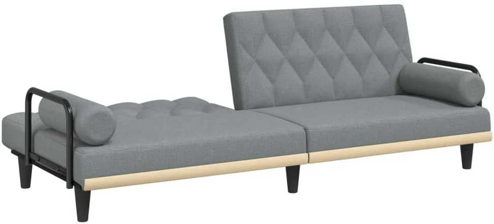 Sofa-lova su porankiais, šviesiai pilkos spalvos, audinys