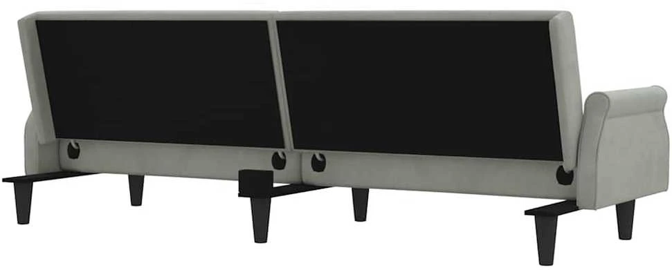 Sofa-lova su porankiais, šviesiai pilkos spalvos, aksomas