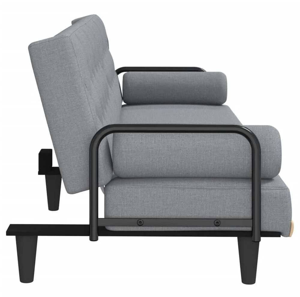 Sofa-lova su porankiais, šviesiai pilkos spalvos, audinys