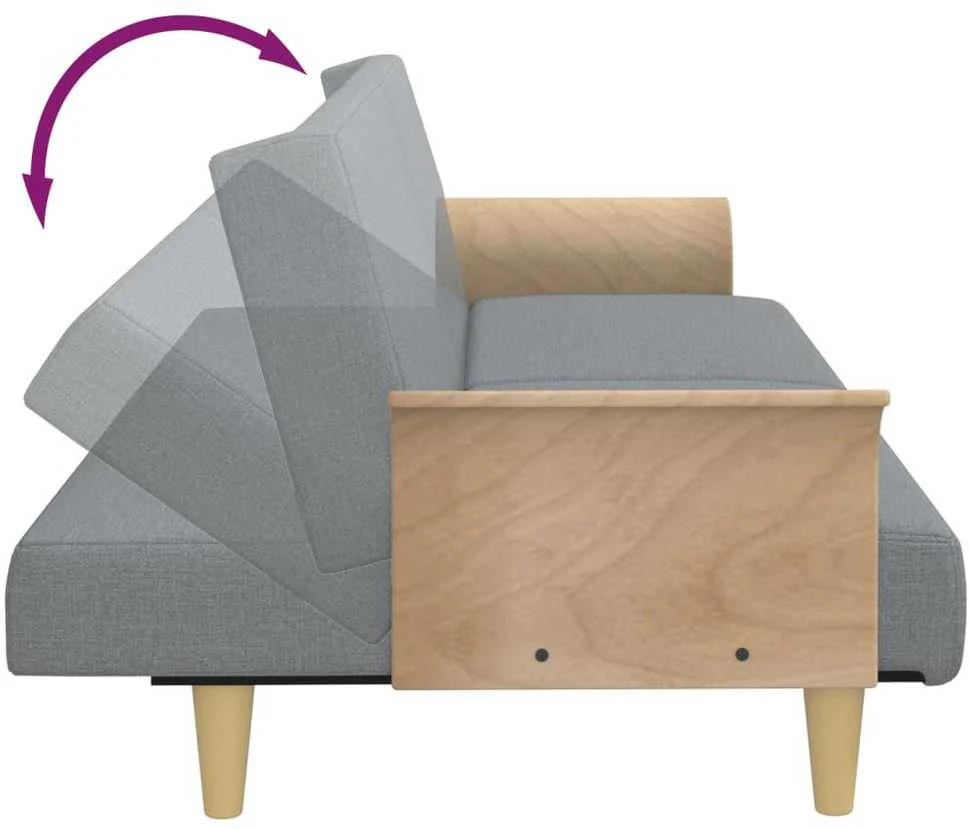 Sofa-lova su porankiais, šviesiai pilkos spalvos, audinys