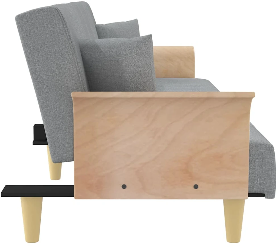 Sofa-lova su porankiais, šviesiai pilkos spalvos, audinys