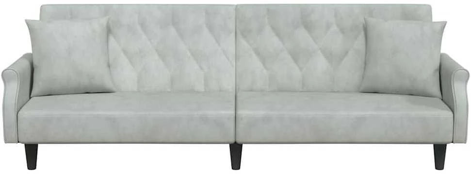 Sofa-lova su porankiais, šviesiai pilkos spalvos, aksomas