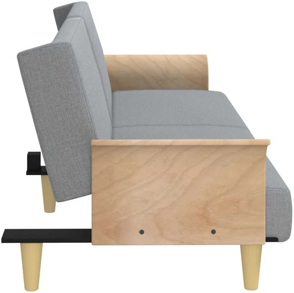 Sofa-lova su porankiais, šviesiai pilkos spalvos, audinys